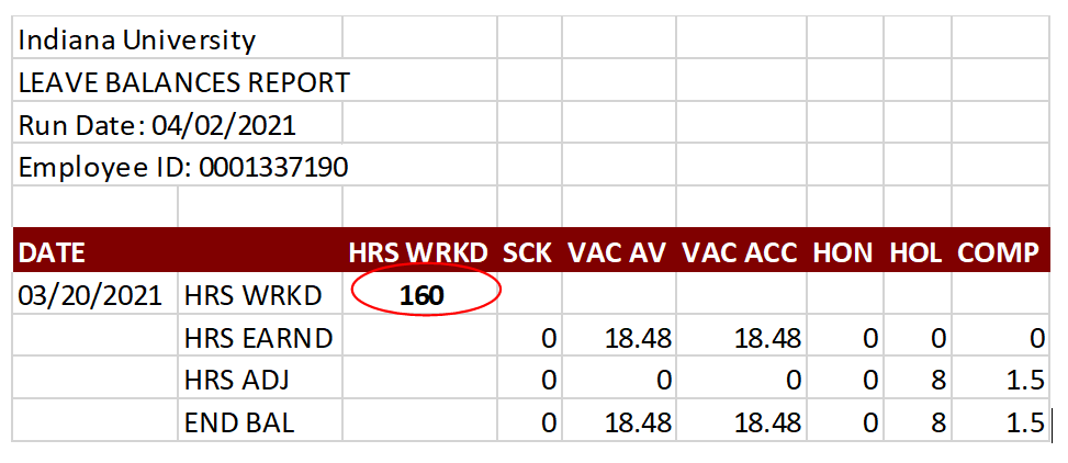 Illustration of Leave Balances IUIE query